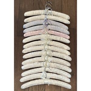 Lot of 14‎ Vintage Padded Satin Lace Boudoir Lingerie Hangers